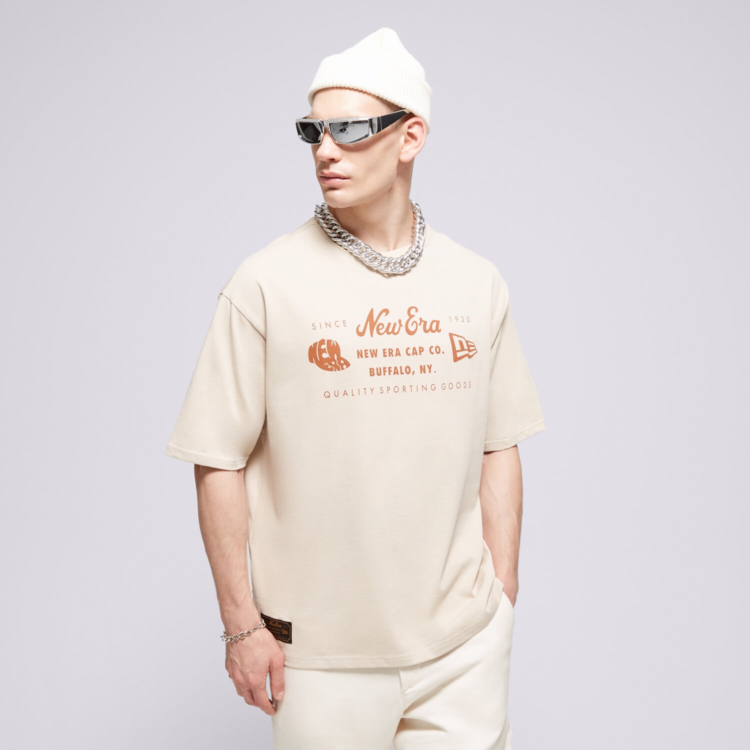 Herren T-Shirt NEW ERA T-SHIRT NE HERITAGE PATCH OS NONE 60435369 Beige