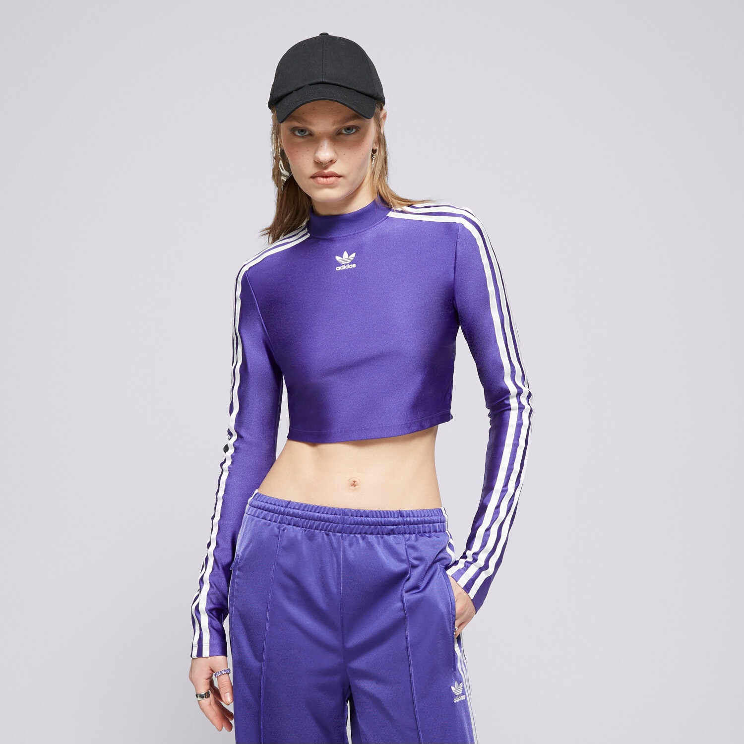 Damen T-Shirt ADIDAS T-SHIRT 3 S CROPPED LS IR8133 Violet