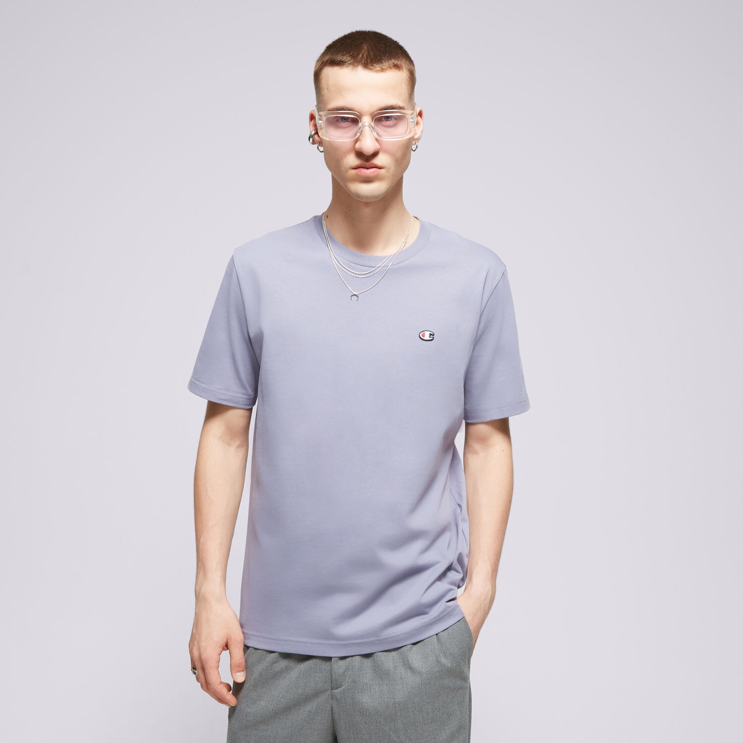 Herren T-Shirt CHAMPION T-SHIRT CREWNECK TEE 220453BS160 Violet