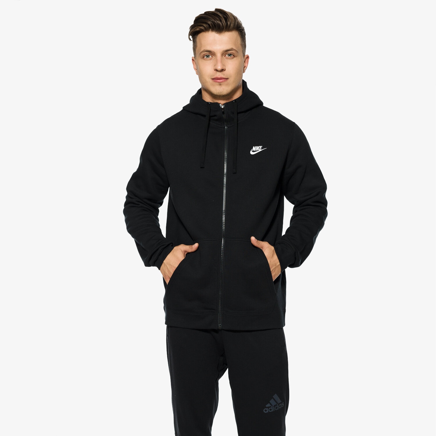 Herren NIKE SWEATSHIRT M NSW HOODIE FZ FLC 804389010 Schwarz