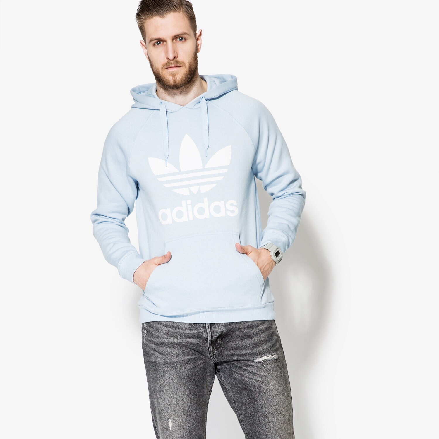 Herren ADIDAS SWEATSHIRT ORIG 3FOIL HOOD BQ5410 Blau