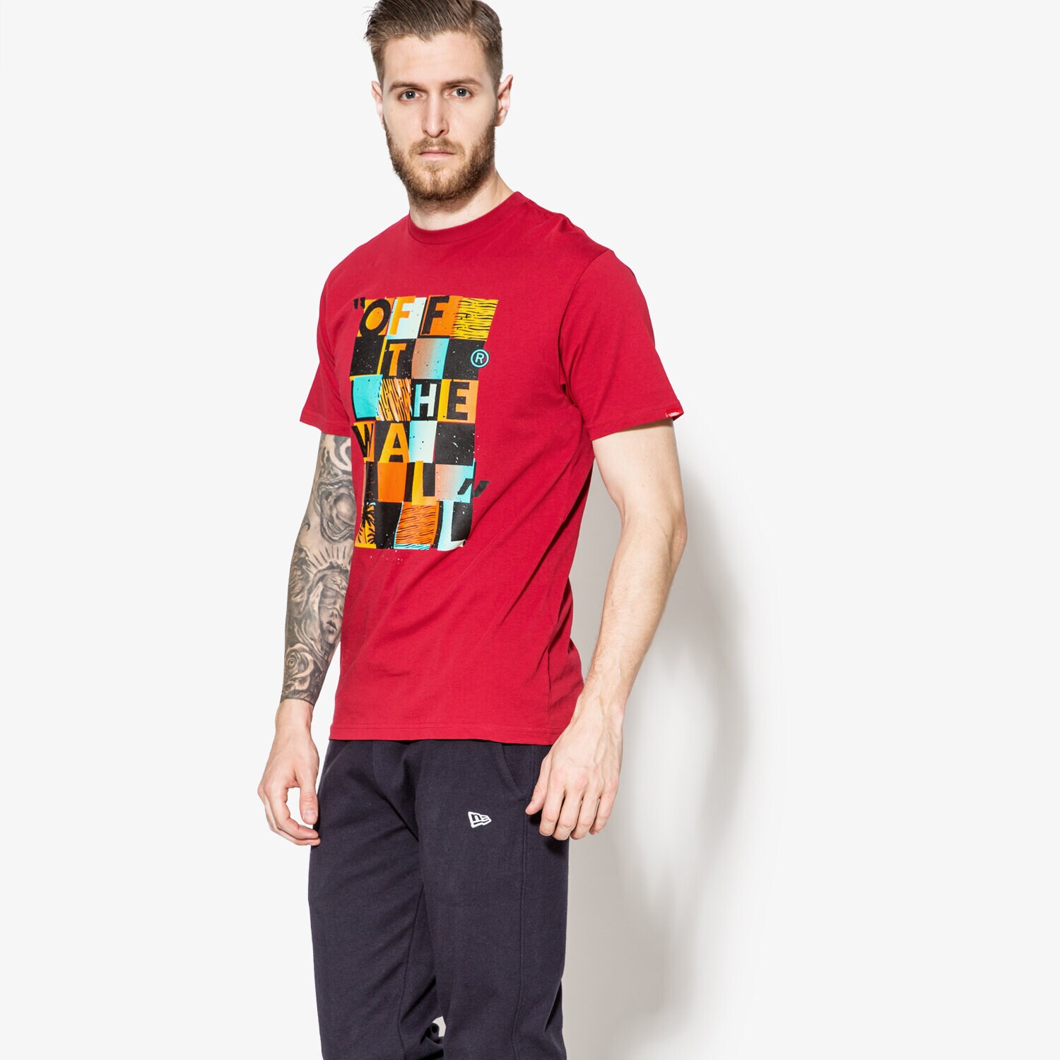 Herren T-Shirt VANS T-SHIRT SS OTW CHECKER BLASTER II V00V4NCEJ Dunkelrot