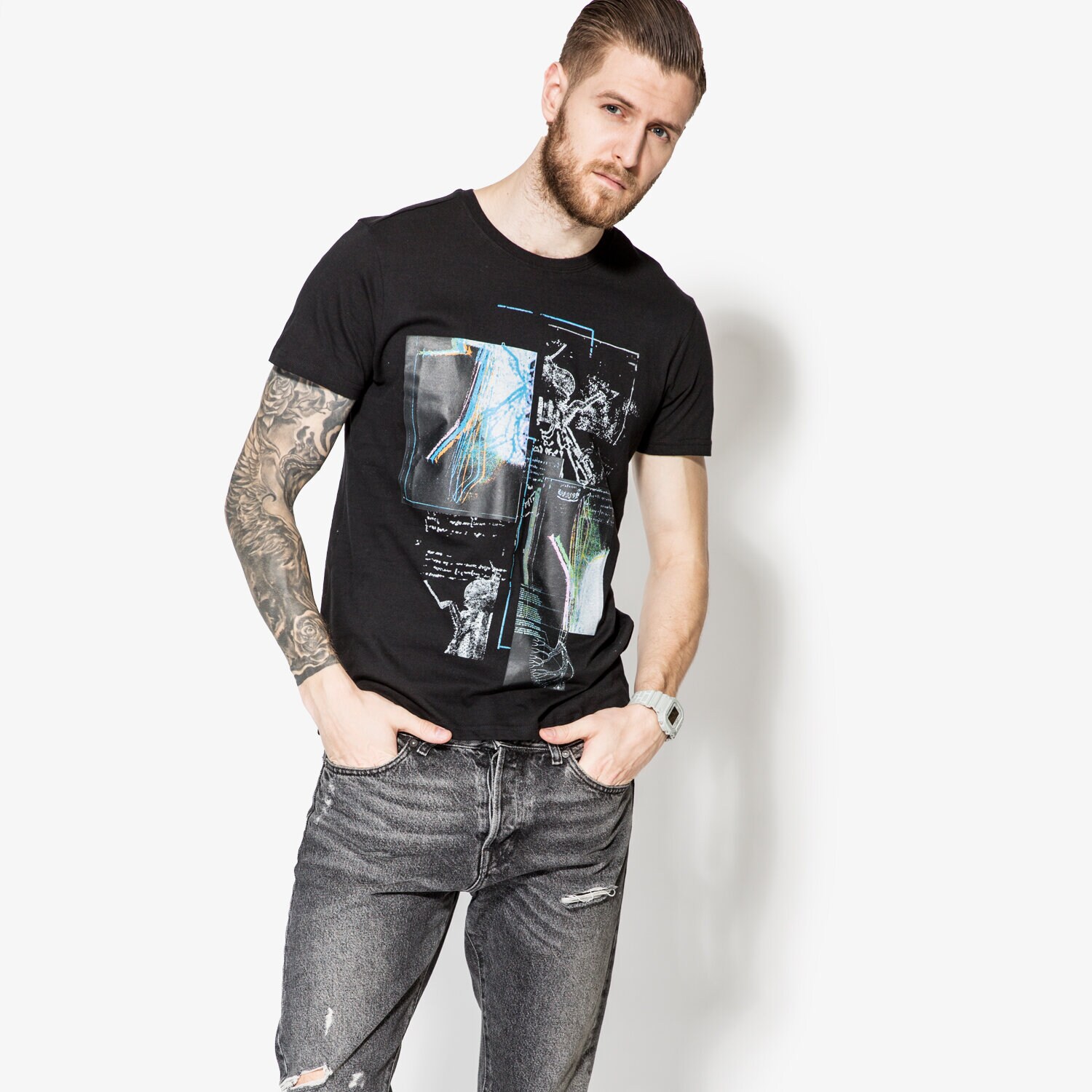Herren T-Shirt CONFRONT T-SHIRT SS VOLARE CF17TSM85001 Schwarz