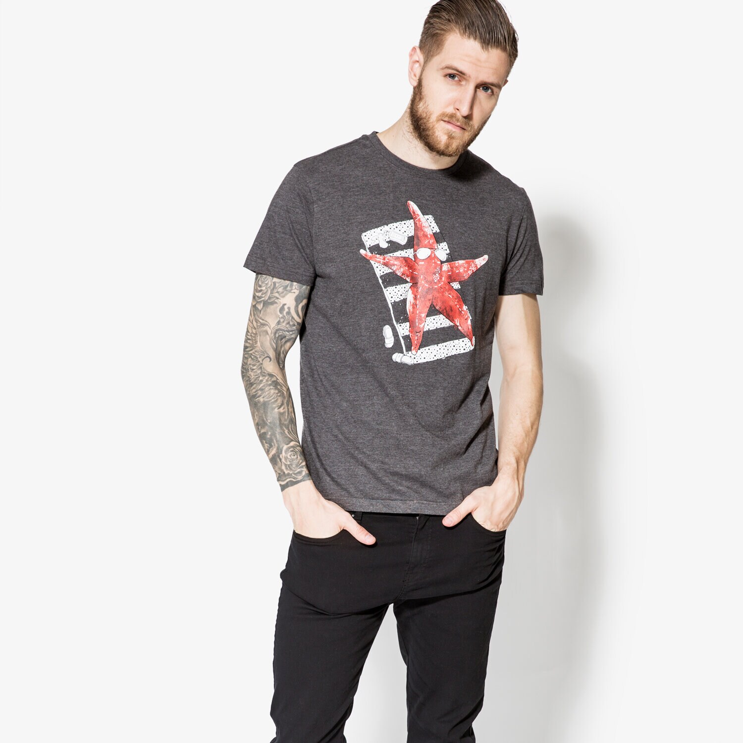 Herren T-Shirt CONFRONT T-SHIRT SS STAR CF17TSM71001 Grau