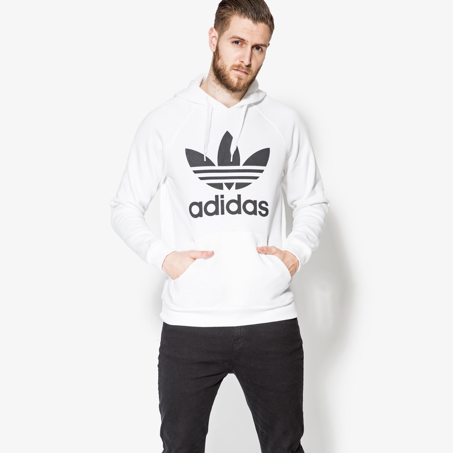 Herren ADIDAS SWEATSHIRT ORIG 3FOIL HOOD AY6474 Weiß