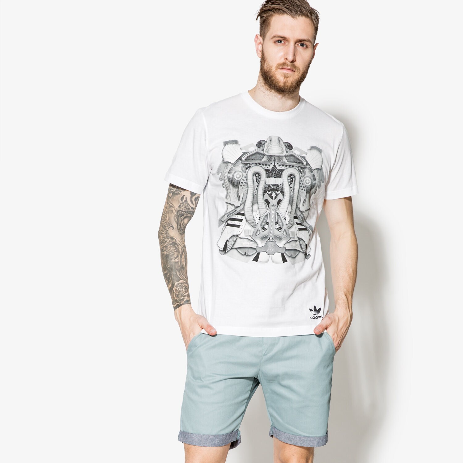 Herren T-Shirt ADIDAS T-SHIRT SS MONTAGE TEE BK7597 Weiß