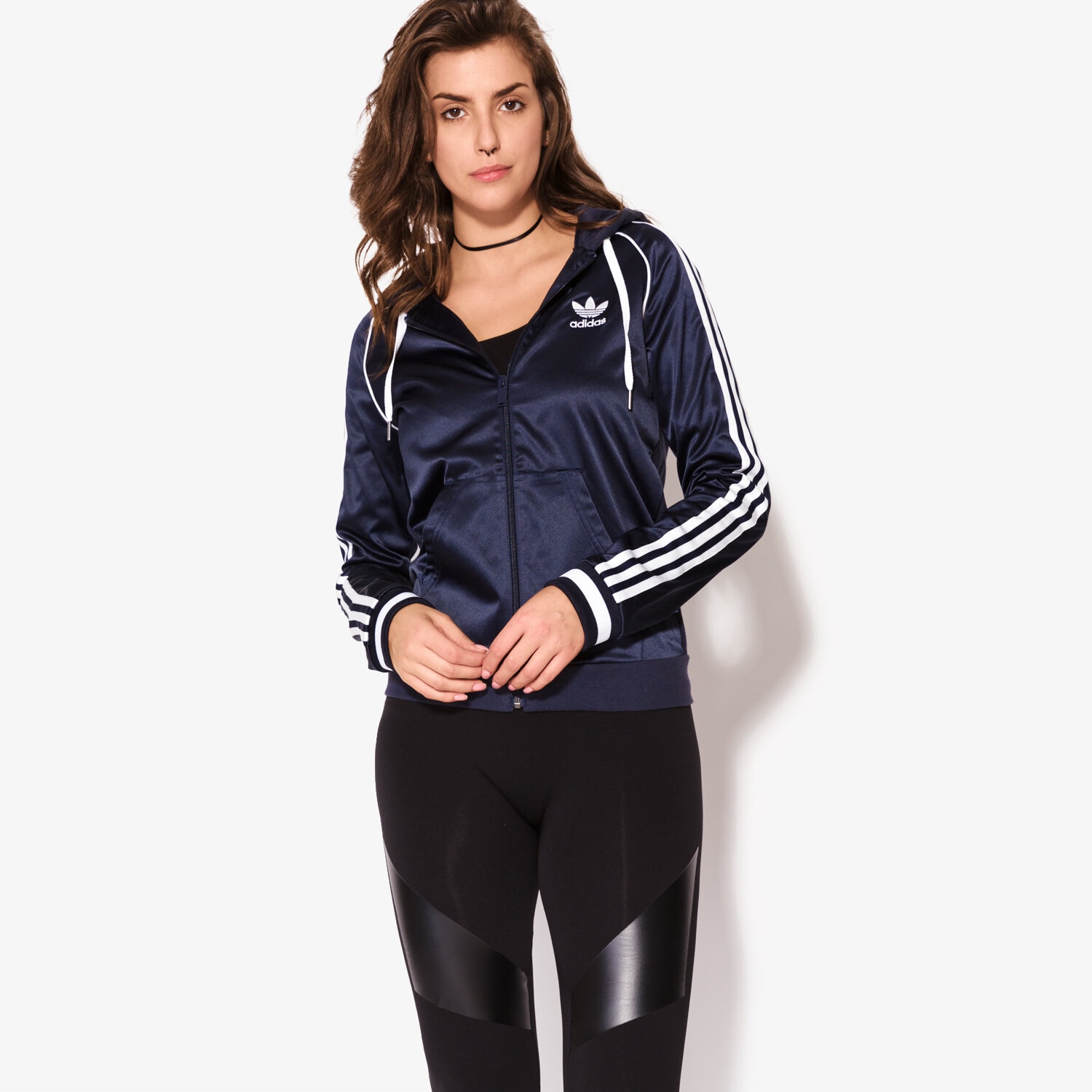 Damen ADIDAS SWEATSHIRT SLIM FZ HOODIE BJ8328 Dunkelblau
