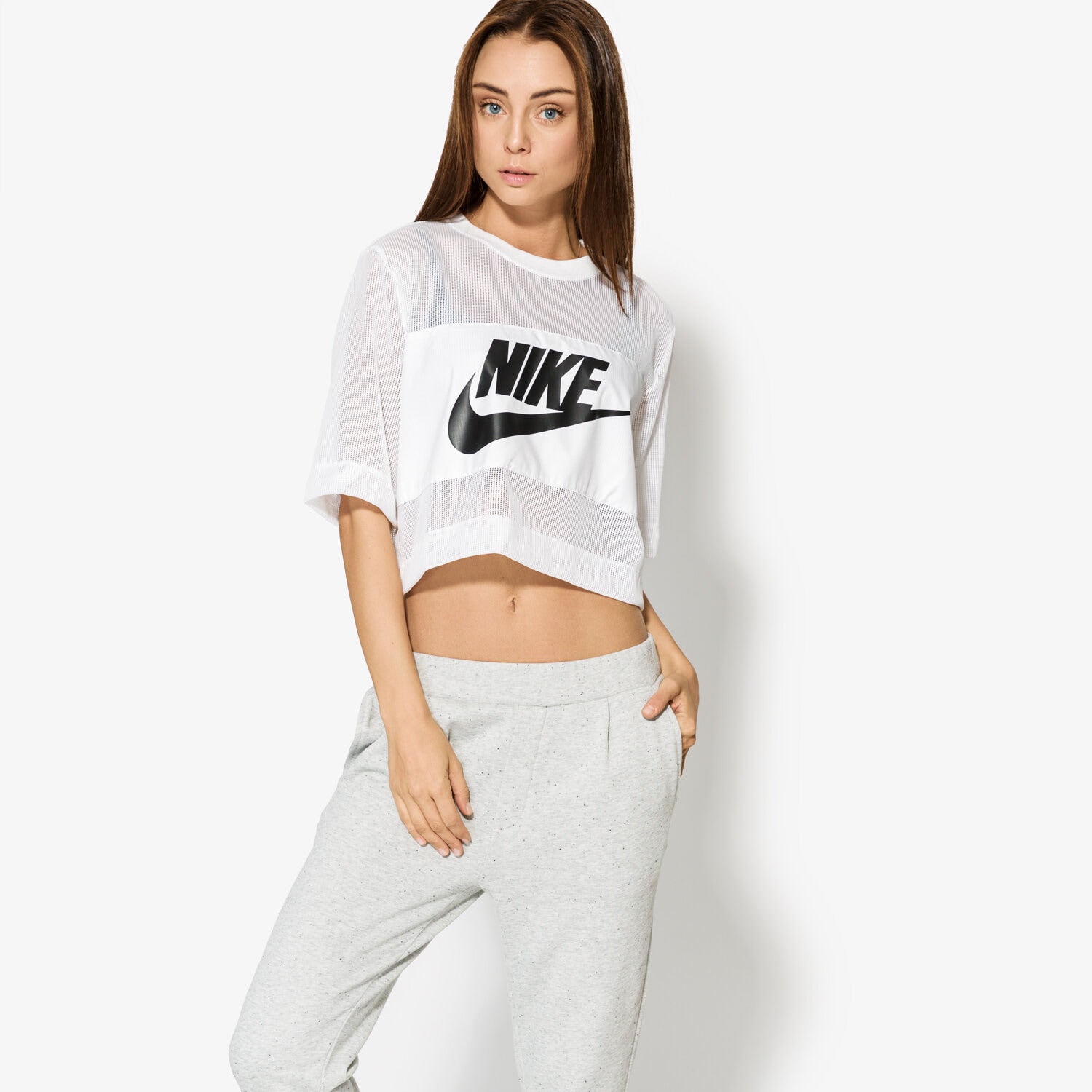 Damen T-Shirt NIKE T-SHIRT SS W NSW TOP CROP MESH 848529101 Weiß