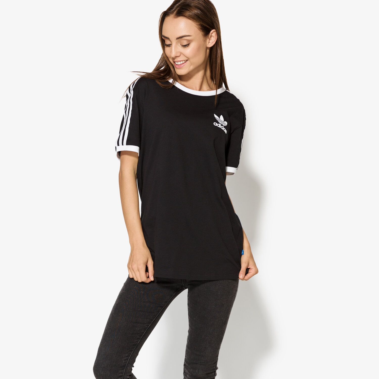 Damen T-Shirt ADIDAS T-SHIRT SS 3STRIPES TEE AY4619 Schwarz