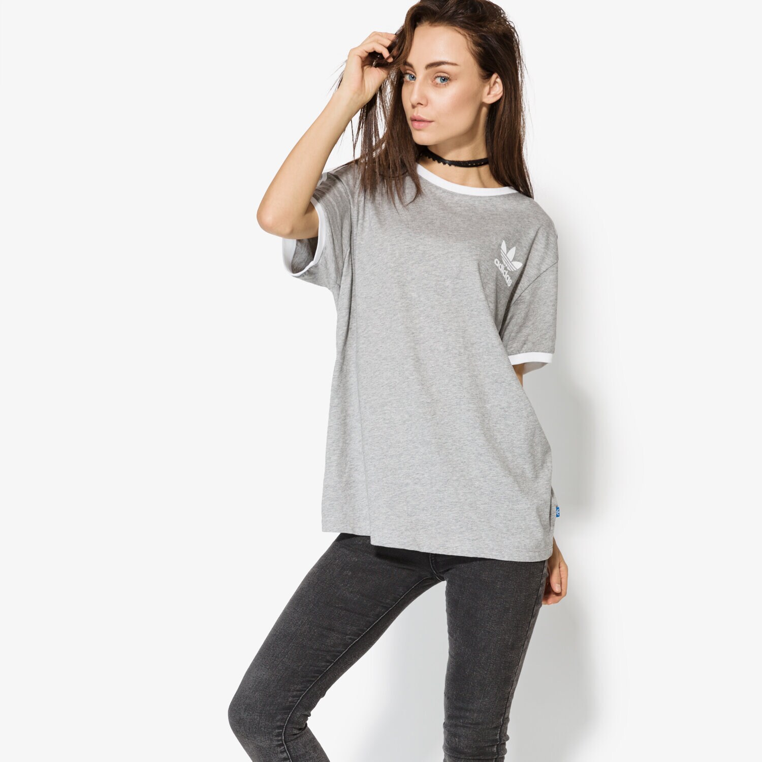 Damen T-Shirt ADIDAS T-SHIRT SS 3STRIPES TEE BK7131 Grau