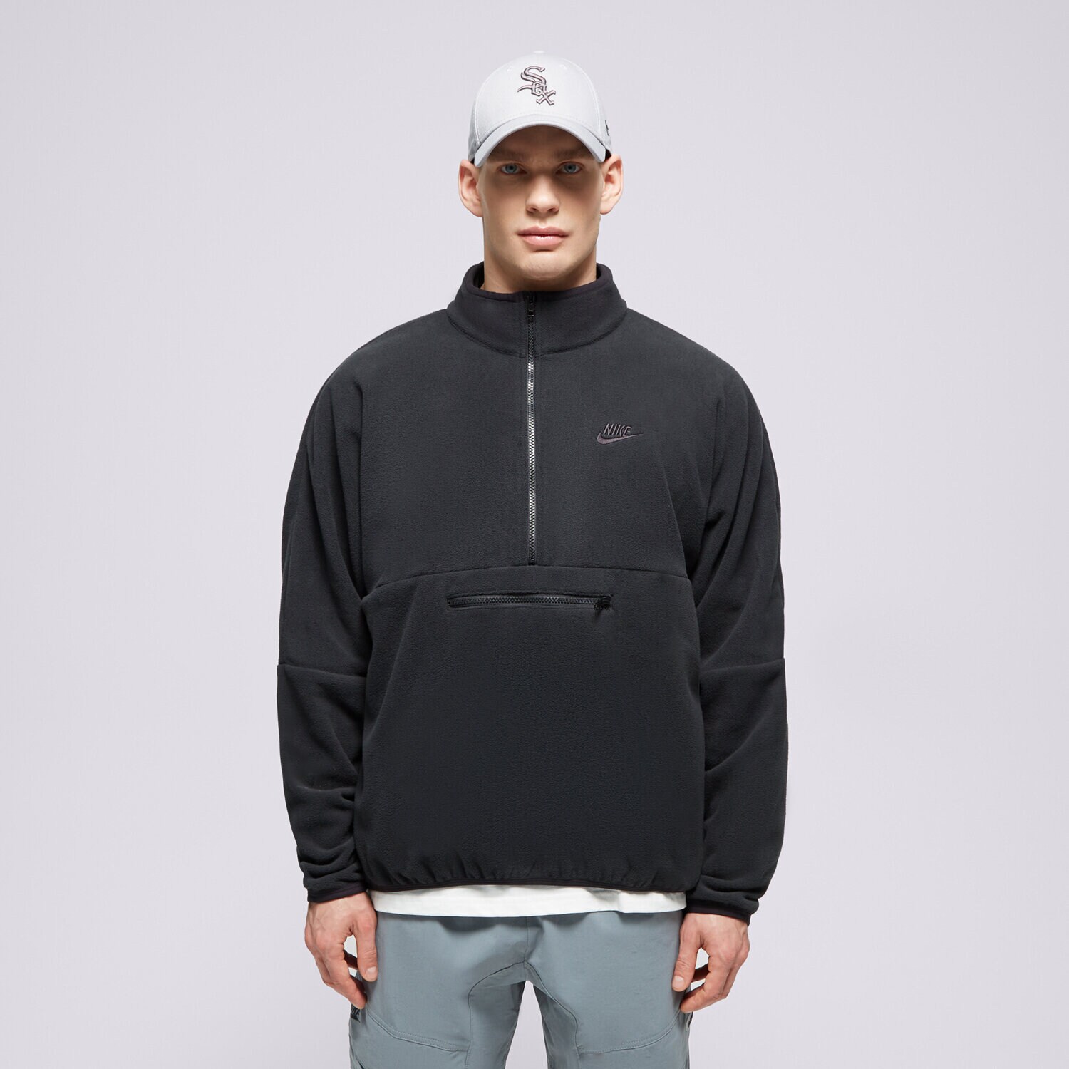 Herren NIKE SWEATSHIRT M NK CLUB+ PLR LS HZ TOP DX0525-010 Schwarz