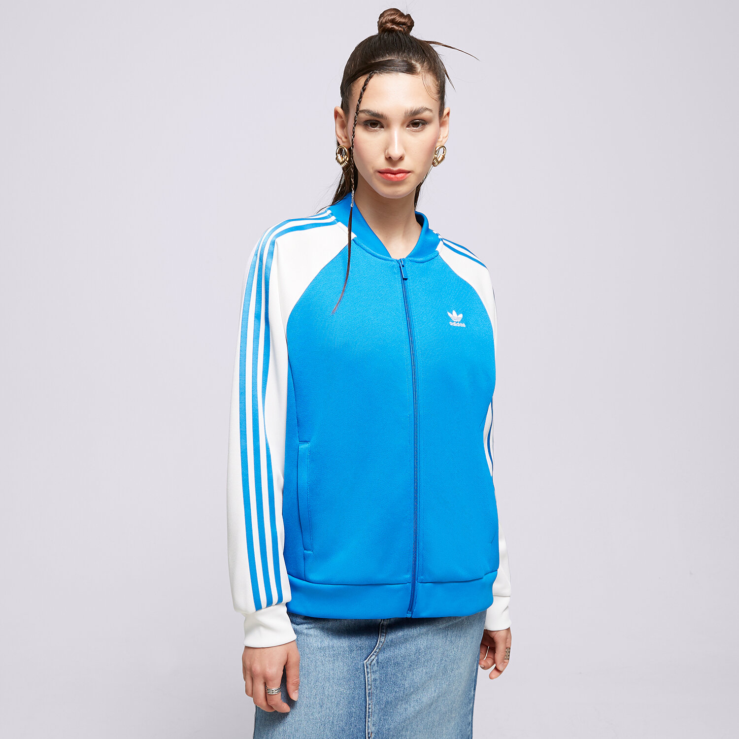 Damen ADIDAS SWEATSHIRT MIT REIßVERSCHLUSS OVERSIZED SST II0718 Blau