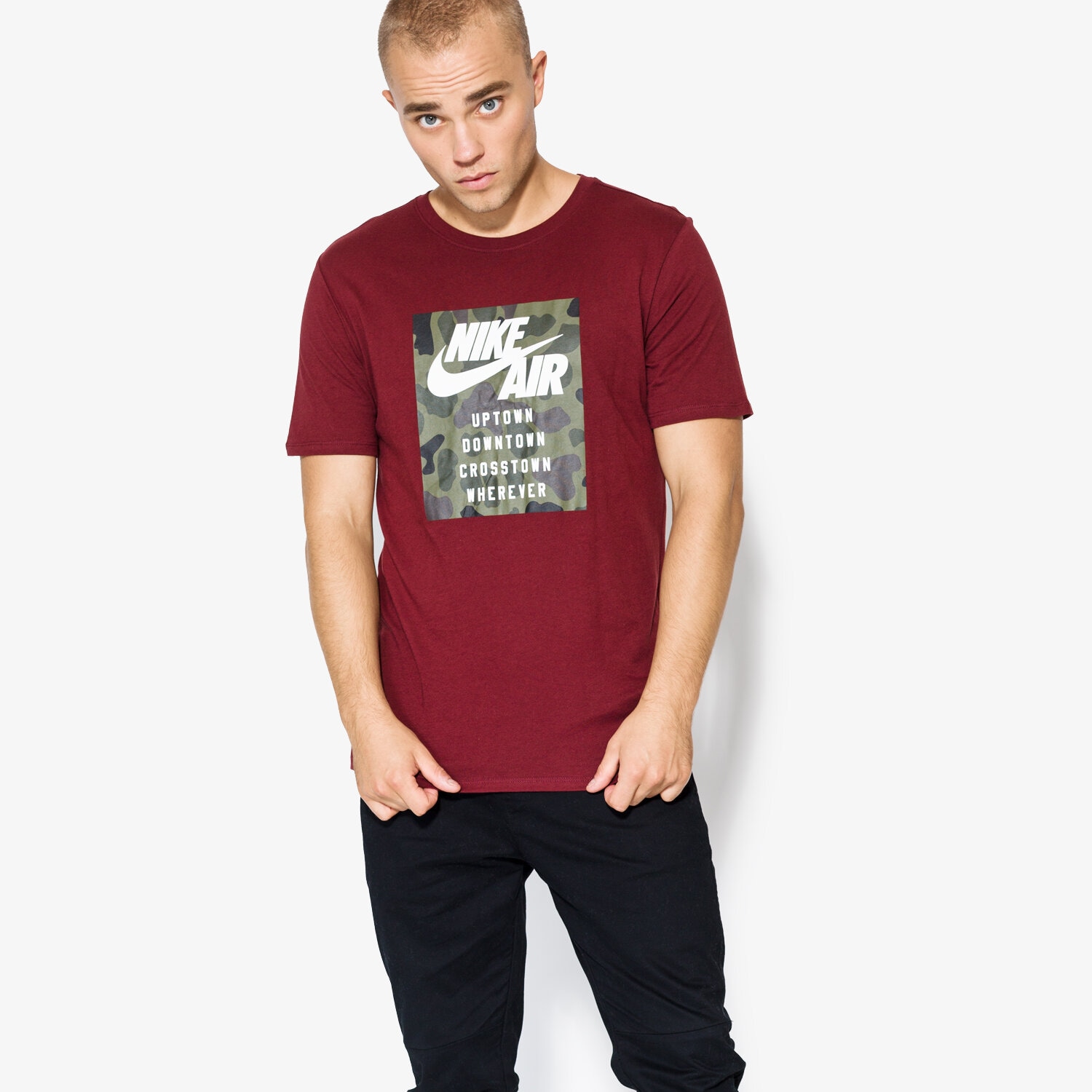 Herren T-Shirt NIKE T-SHIRT SS M NSW TEE NK AF1 WHEREEVER AH6957-619 Dunkelrot