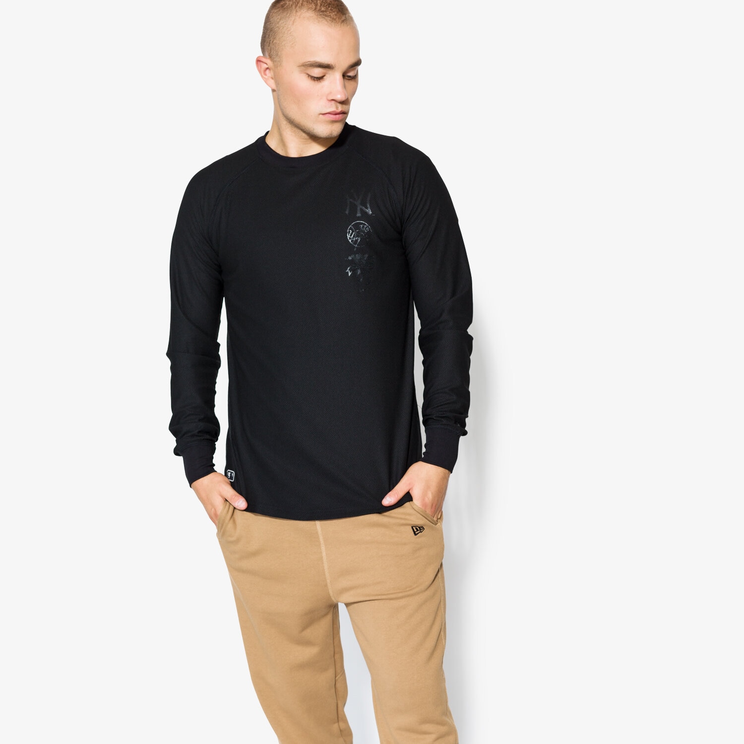 Herren T-Shirt NEW ERA SWEATSHIRT STEALTH LS NY YANKEES BLK 11459470 Schwarz