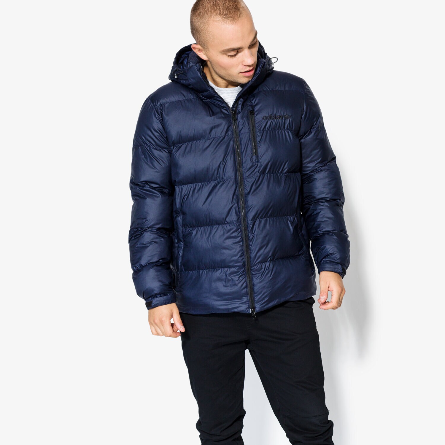 Herren Winterjacke ADIDAS JACKE HOODED JKT BR4782 Dunkelblau