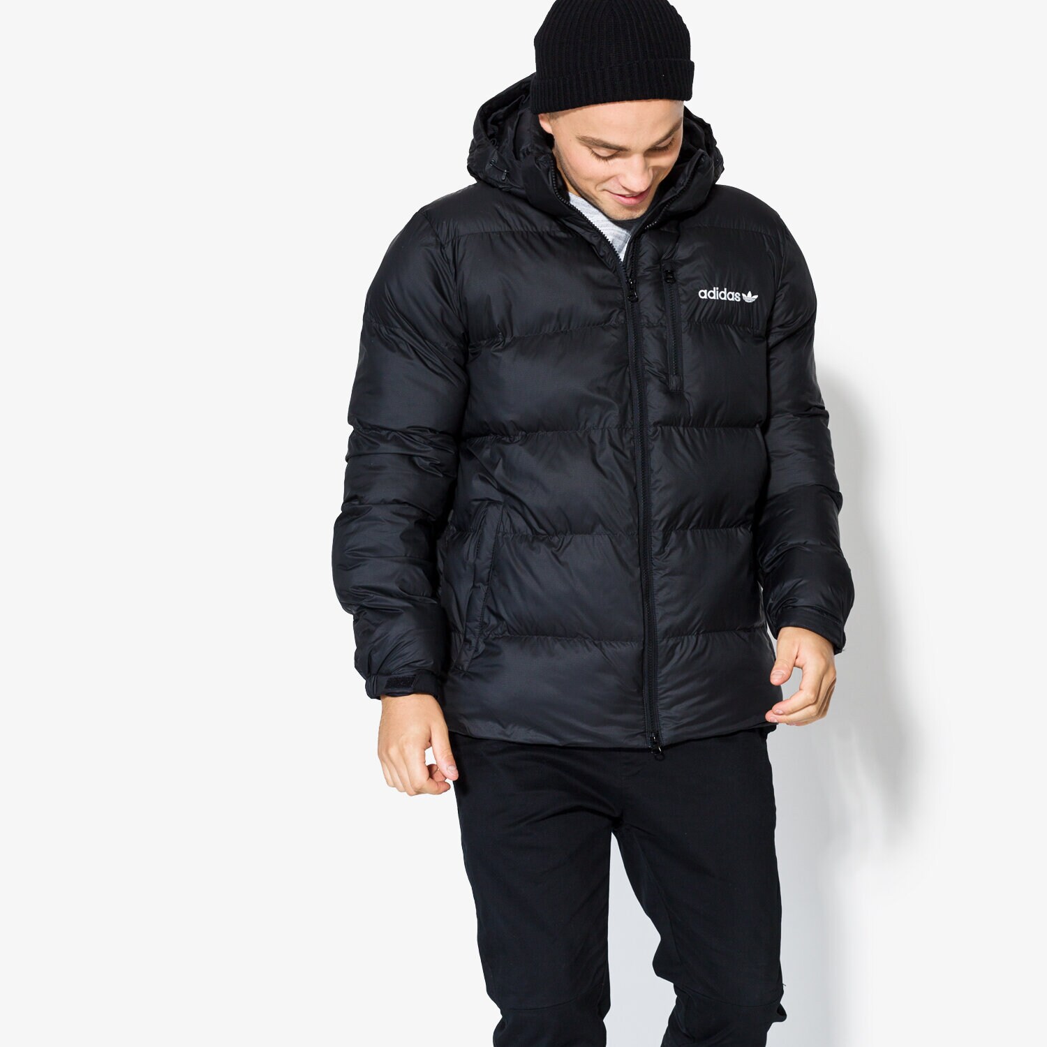 Herren Winterjacke ADIDAS JACKE HOODED JKT BR4785 Schwarz