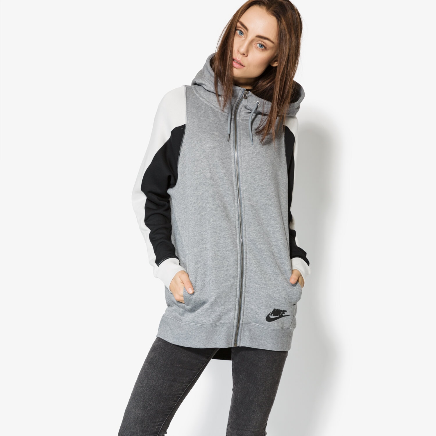 Damen NIKE SWEATSHIRT W NSW MODERN HOODIE FZ CB 914412091 Grau