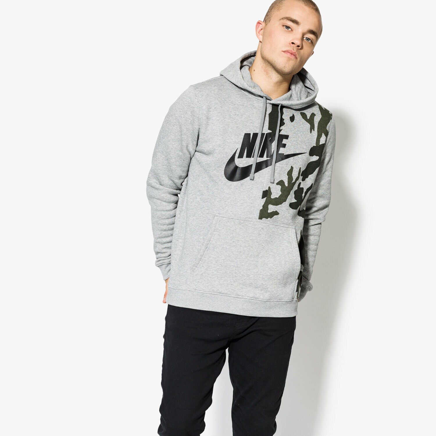 Herren NIKE SWEATSHIRT M NSW HOODIE AOP FLC CLUB AH7018063 Grau