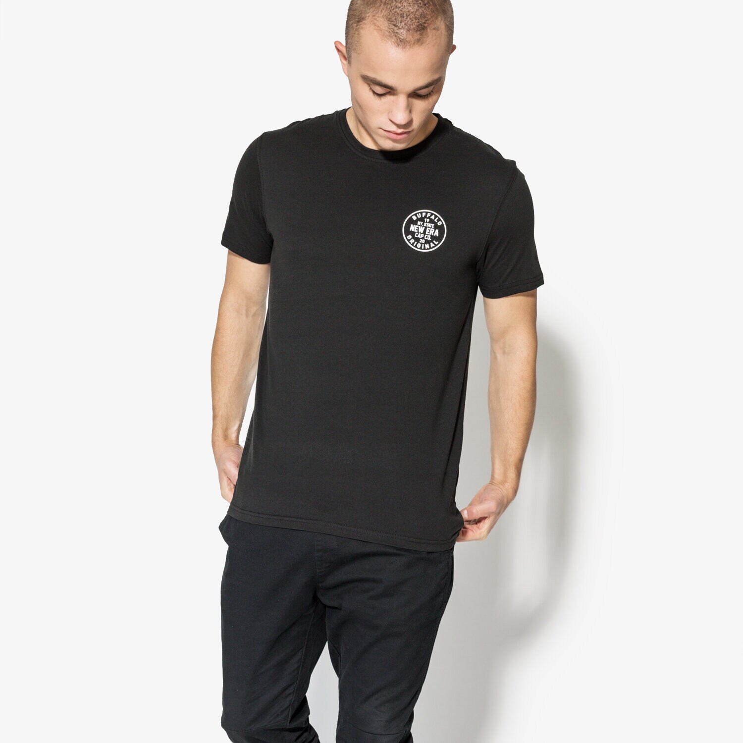 Herren T-Shirt NEW ERA T-SHIRT SS NE CHEST AND BACK TEE NE BLK 11585990 Schwarz
