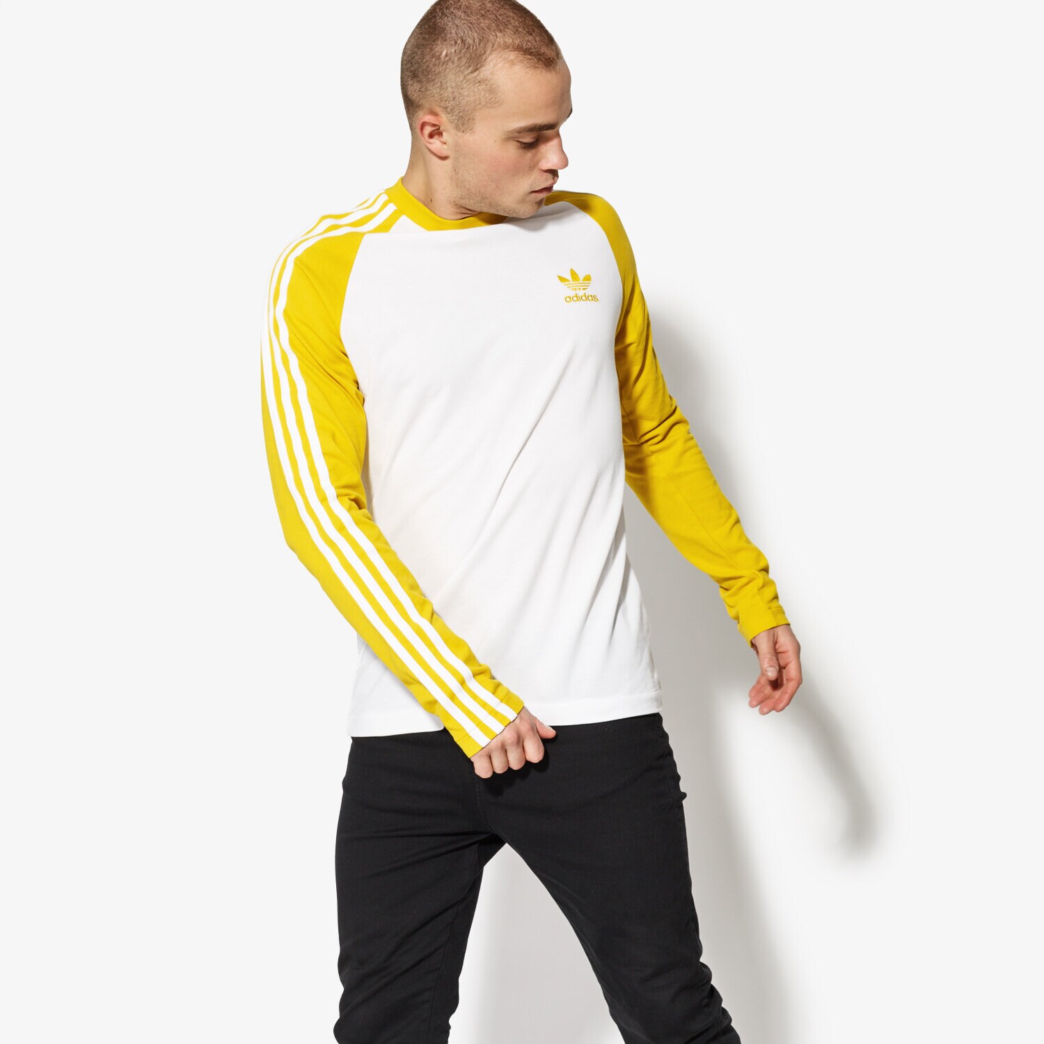 Herren T-Shirt ADIDAS T-SHIRT LS 3-STRIPES LS T CW1230 Gelb