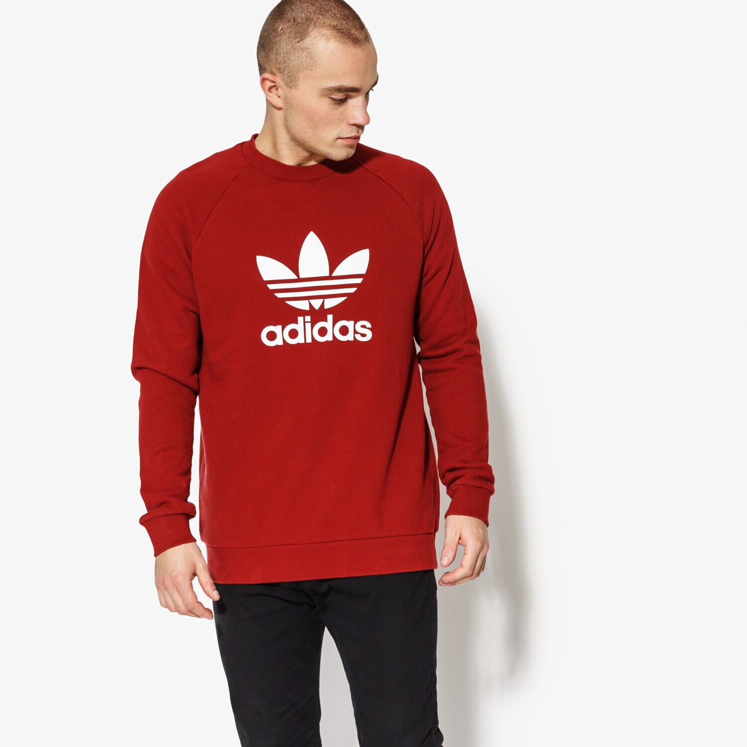 Herren ADIDAS SWEATSHIRT TREFOIL CREW CX1897 Dunkelrot