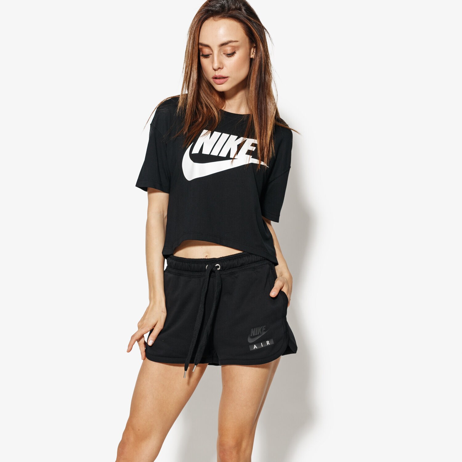 Damen T-Shirt NIKE T-SHIRT SS W NSW ESSNTL TOP CROP SS AA3144-010 Schwarz
