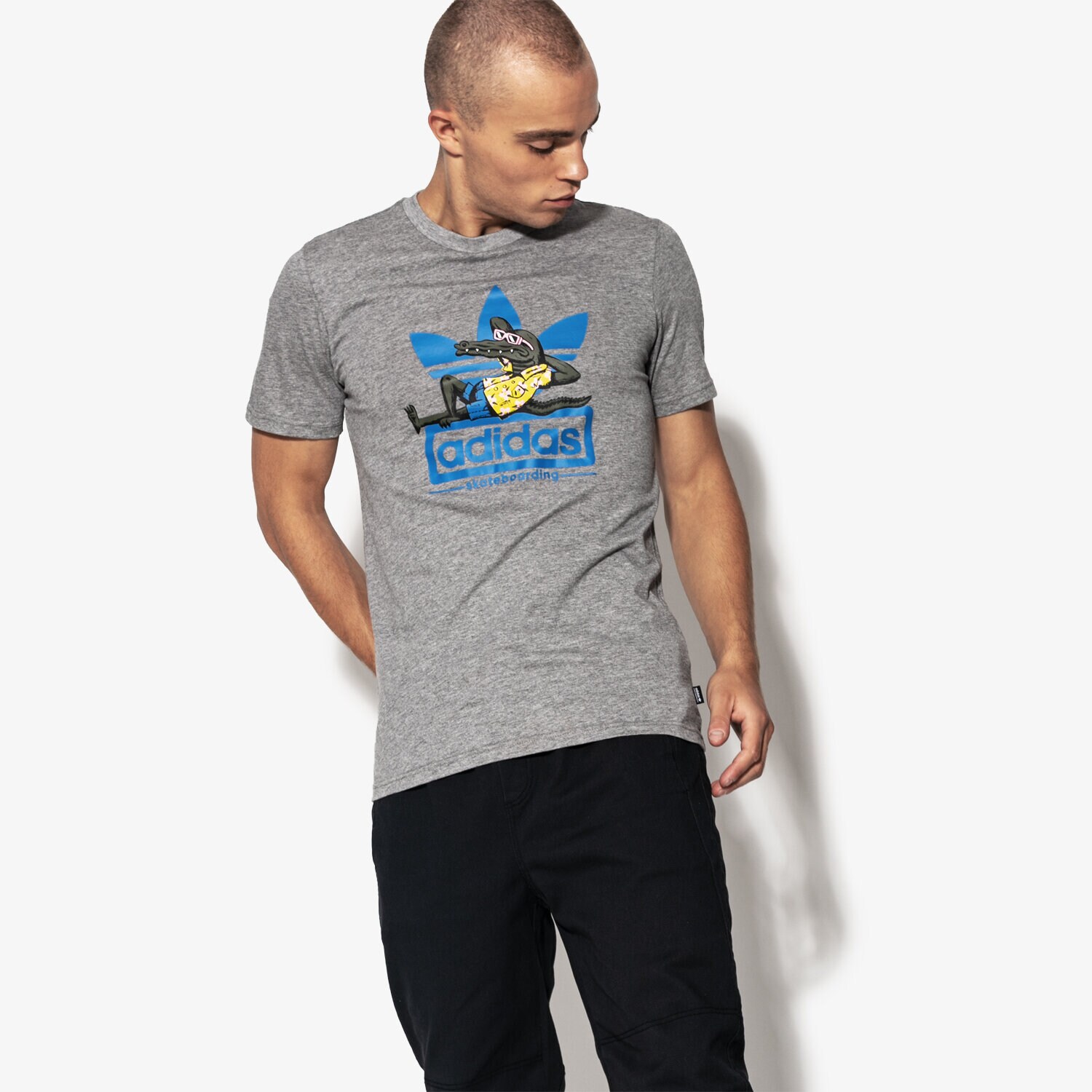 Herren T-Shirt ADIDAS T-SHIRT SS ACTION SPORTS LIFESTYLE LAID OUT TEE CF3117 Grau