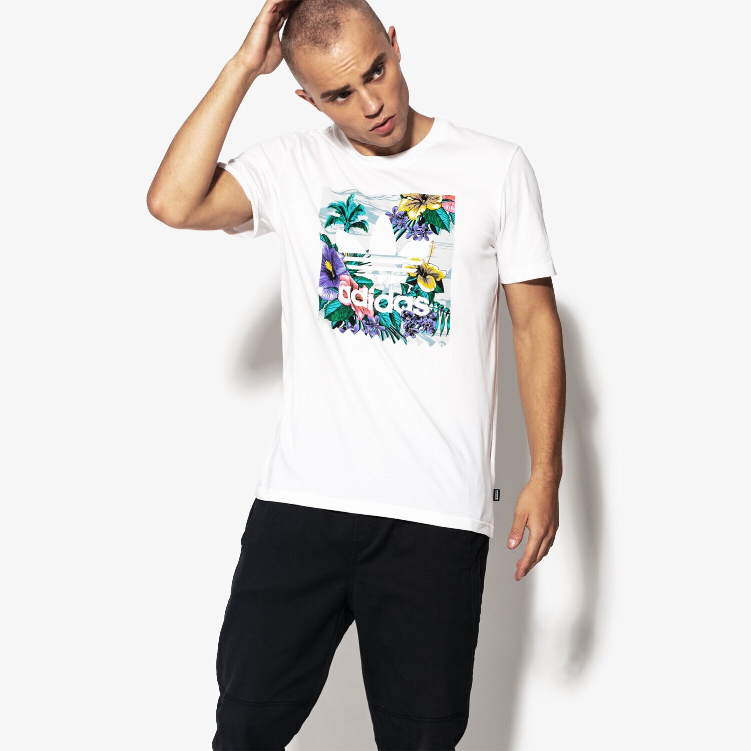 Herren T-Shirt ADIDAS T-SHIRT SS ACTION SPORTS LIFESTYLE BB FLRL TEE CF5844 Weiß