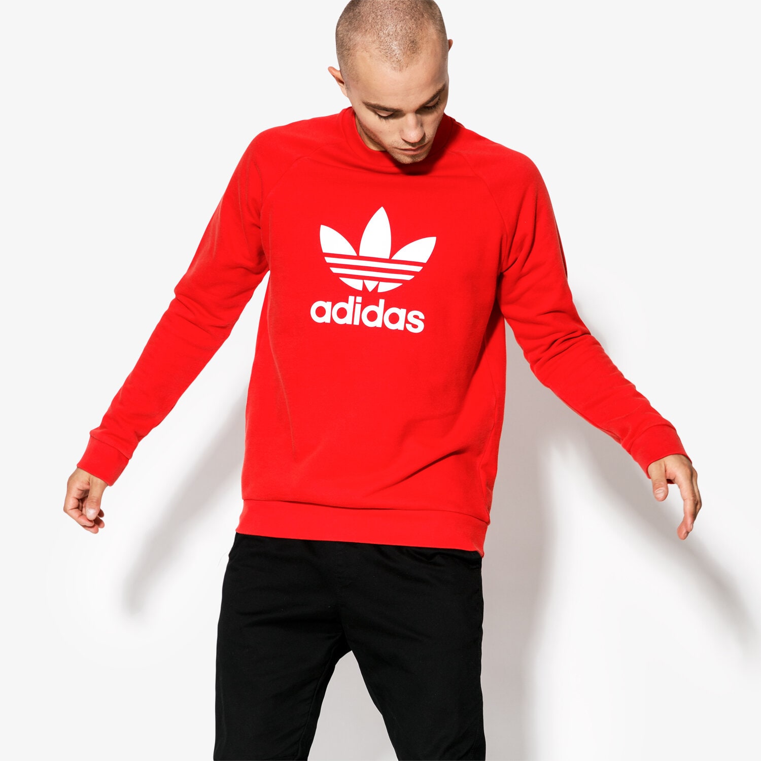 Herren ADIDAS SWEATSHIRT TREFOIL CREW ADICOLOR DH5826 Rot
