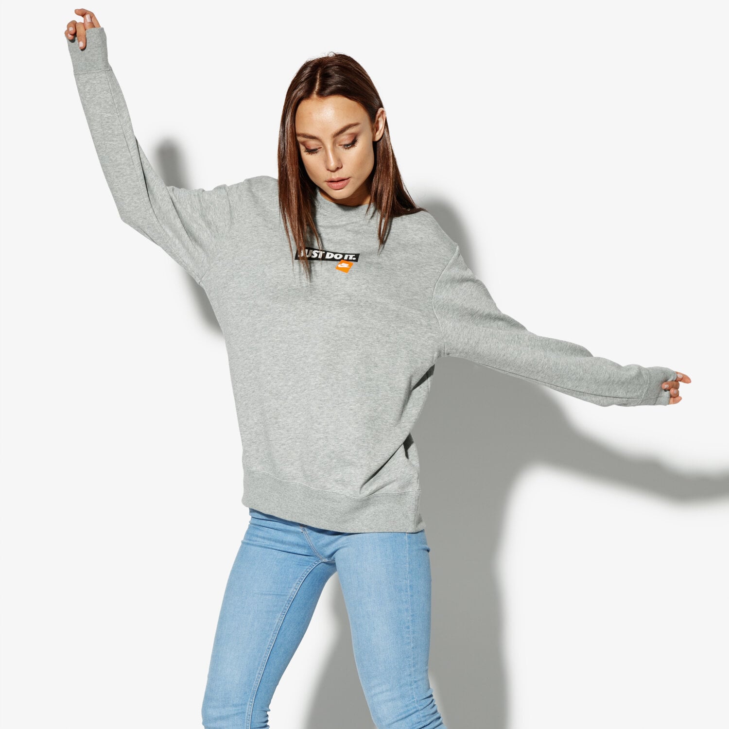 Damen NIKE SWEATSHIRT W NSW CREW FLC JDI AQ0243-063 Grau