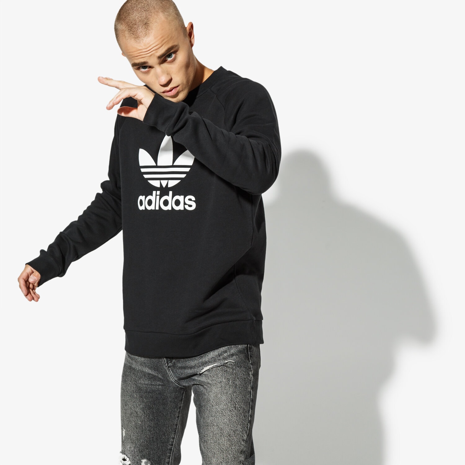 Herren ADIDAS SWEATSHIRT TREFOIL CREW ADICOLOR CW1235 Schwarz