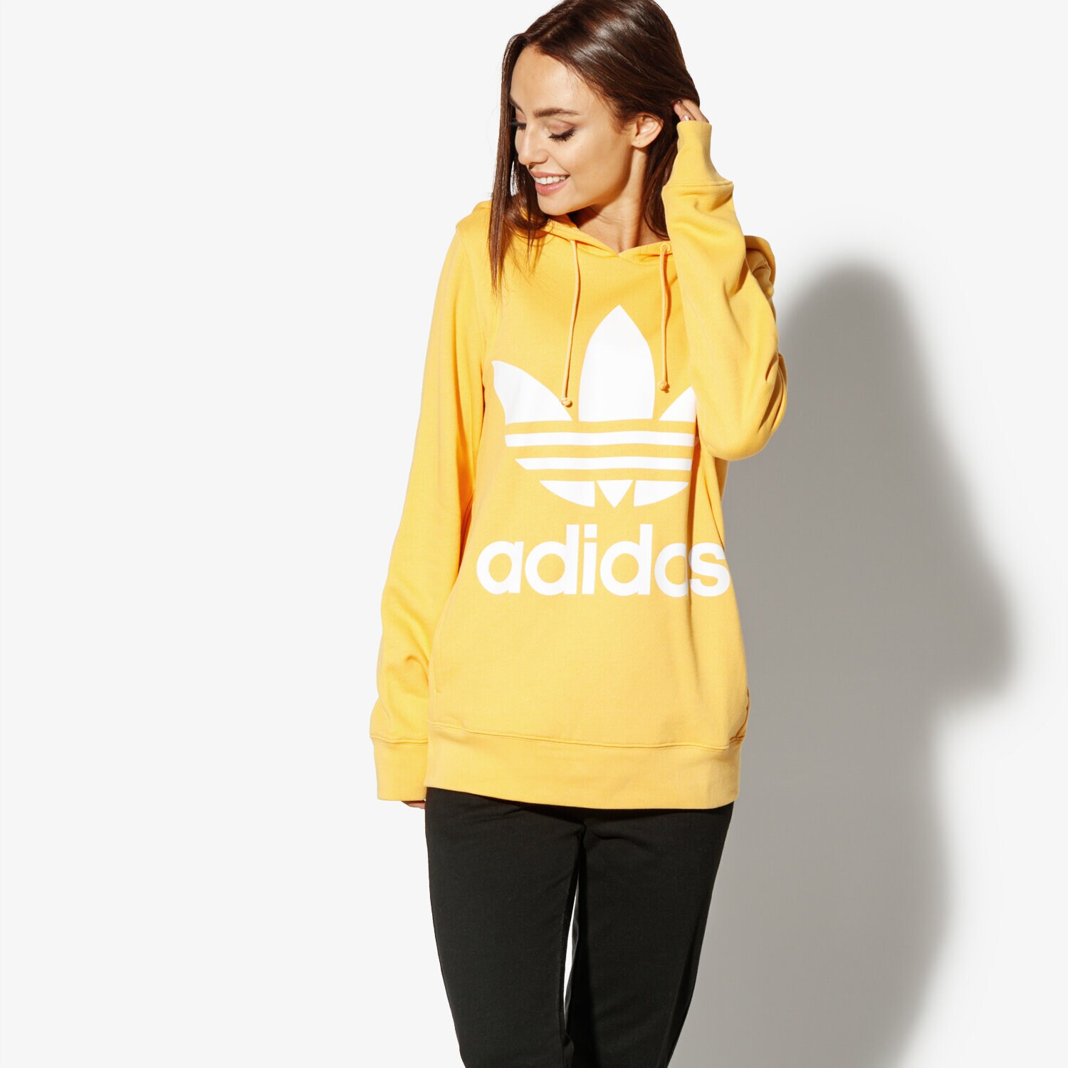 Damen ADIDAS SWEATSHIRT TREFOIL HOODIE ADICOLOR DH3138 Gelb