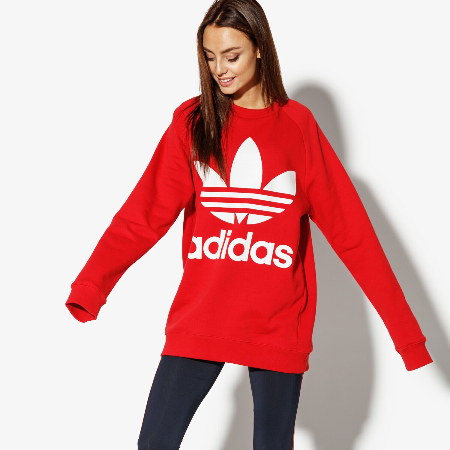 Damen ADIDAS SWEATSHIRT OVERSIZED SWEAT ADICOLOR DH3140 Rot