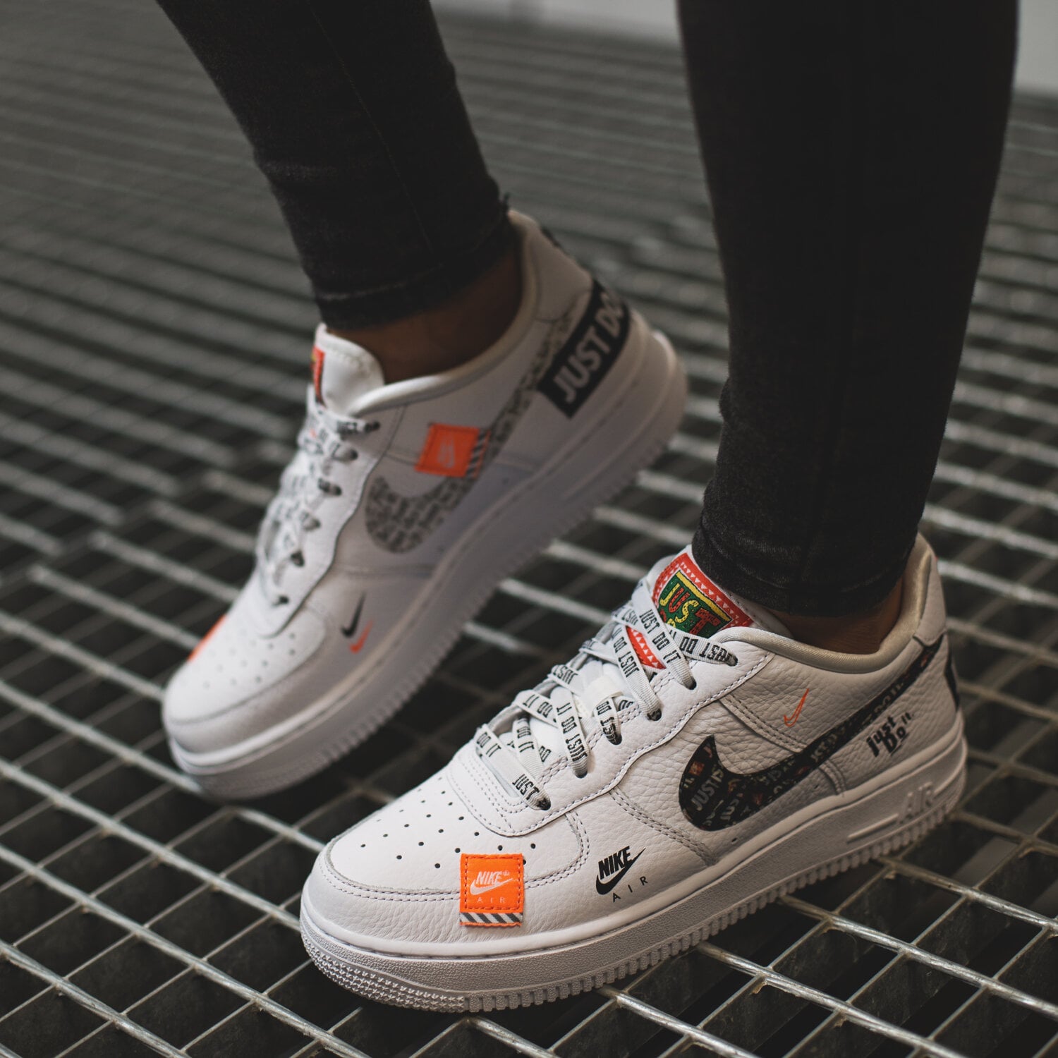 nike air force 1 premium just do it jdi gs white orange black juniors ao3977 100