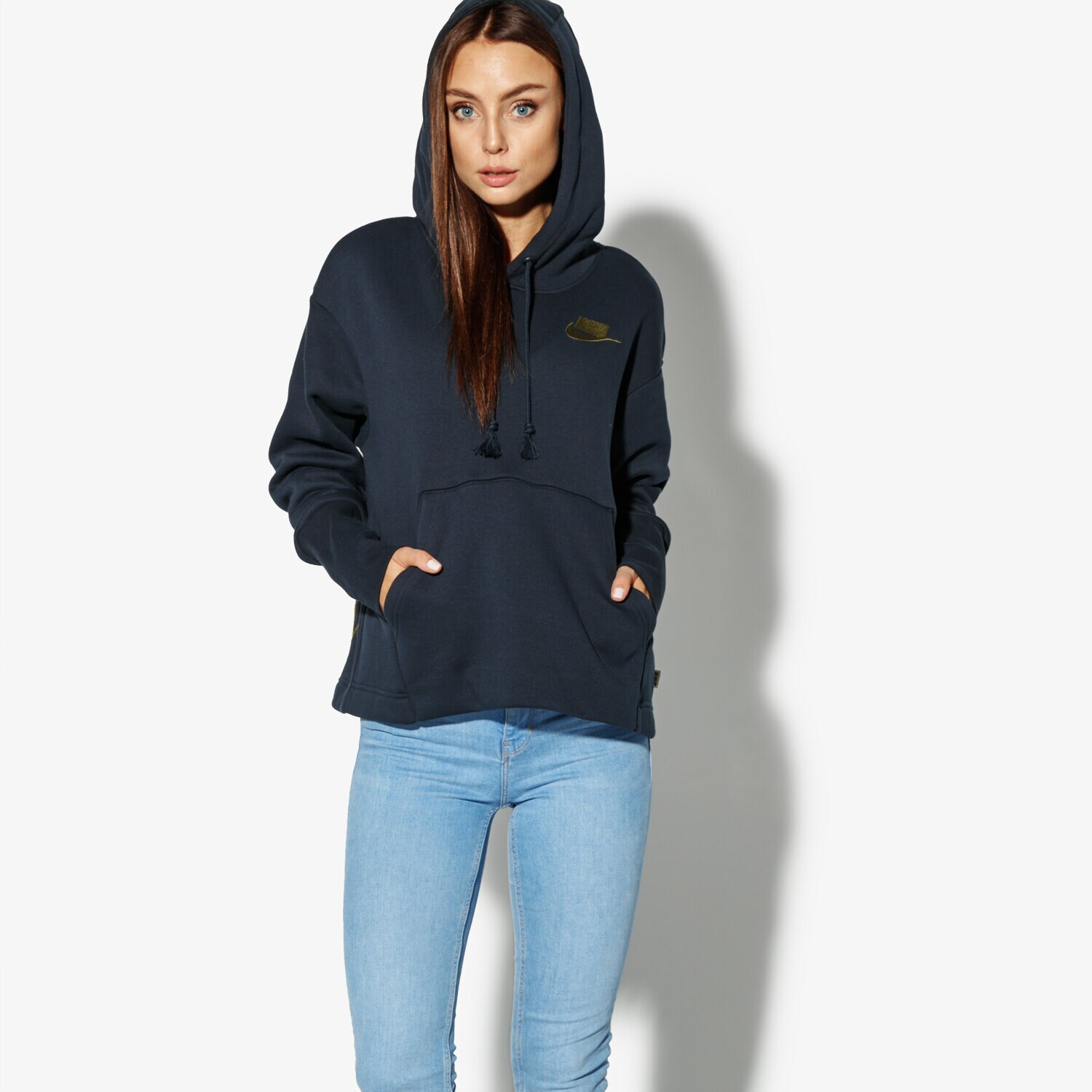 Damen NIKE SWEATSHIRT W NSW HOODIE FLC NSW AH8690-475 Dunkelblau