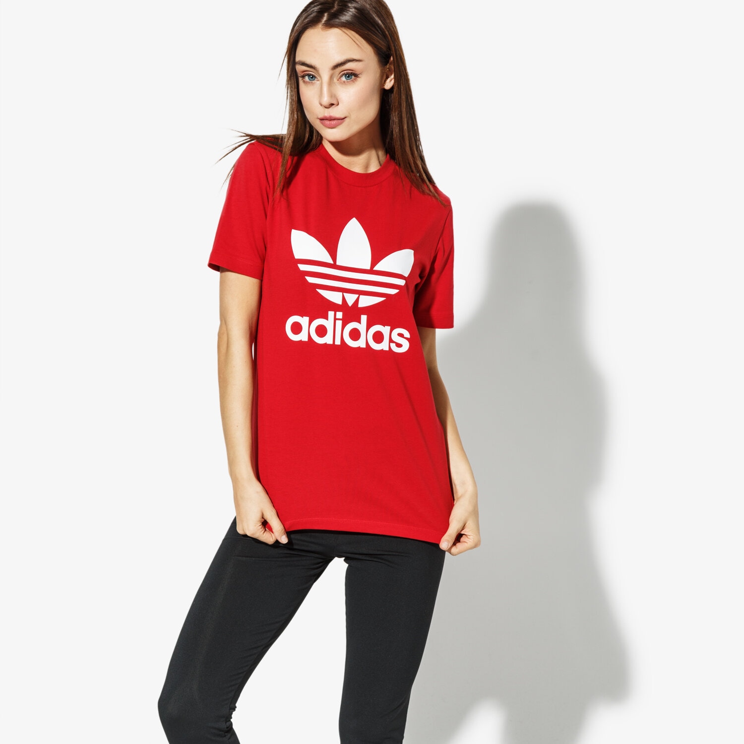 Damen T-Shirt ADIDAS T SHIRT TREFOIL TEE ADICOLOR DH3172 Rot