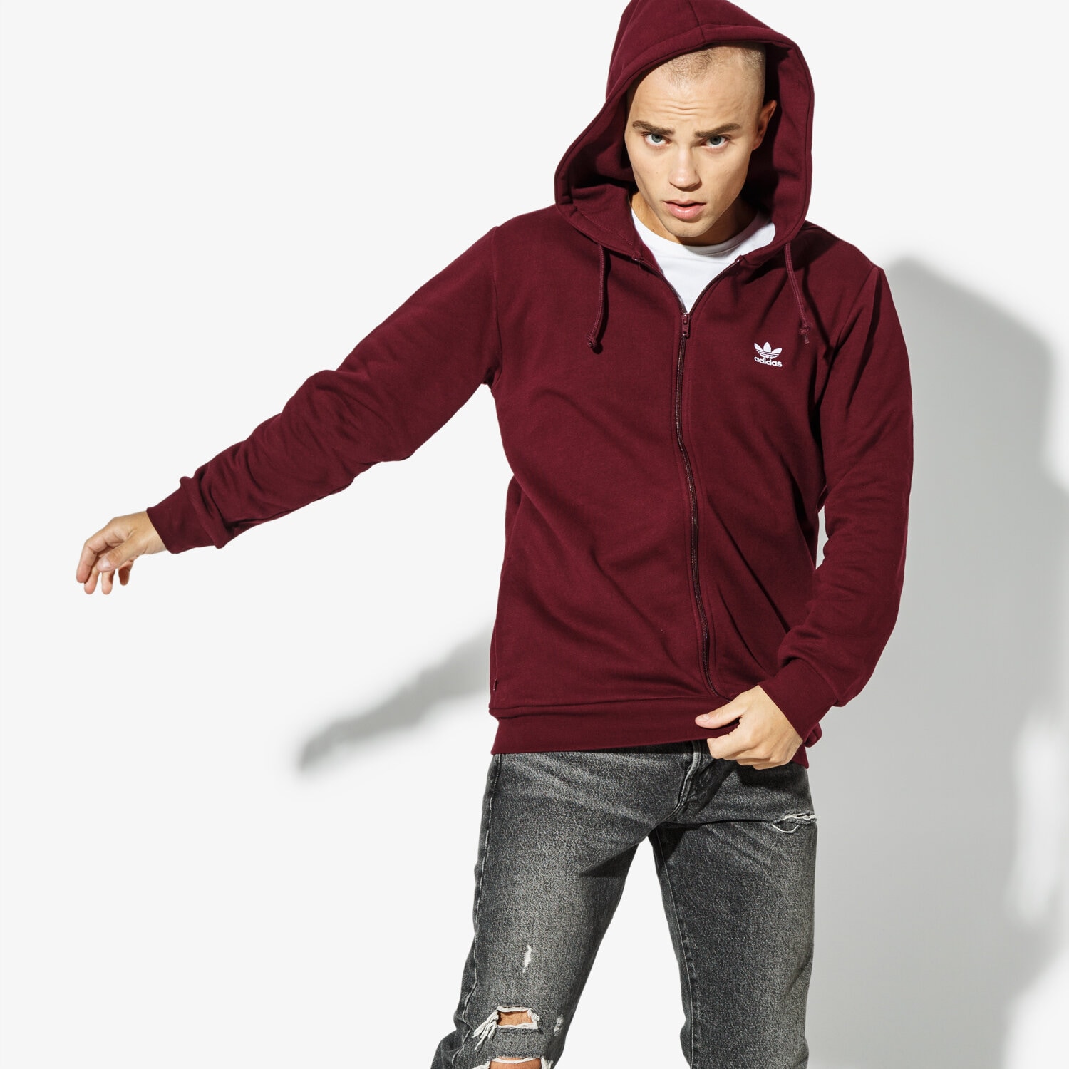 Herren ADIDAS SWEATSHIRT TRF FLC HOODIE ADICOLOR DN6014 Dunkelrot