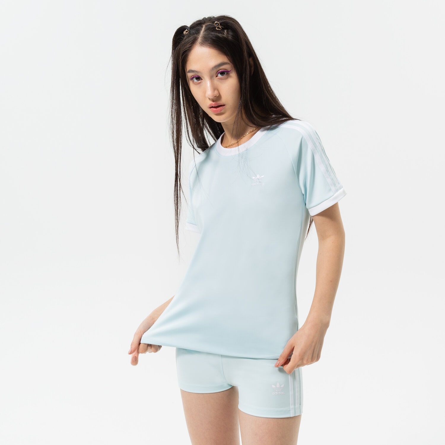 Damen T-Shirt ADIDAS T-SHIRT SLIM 3 STR TEE HM6415 Blau