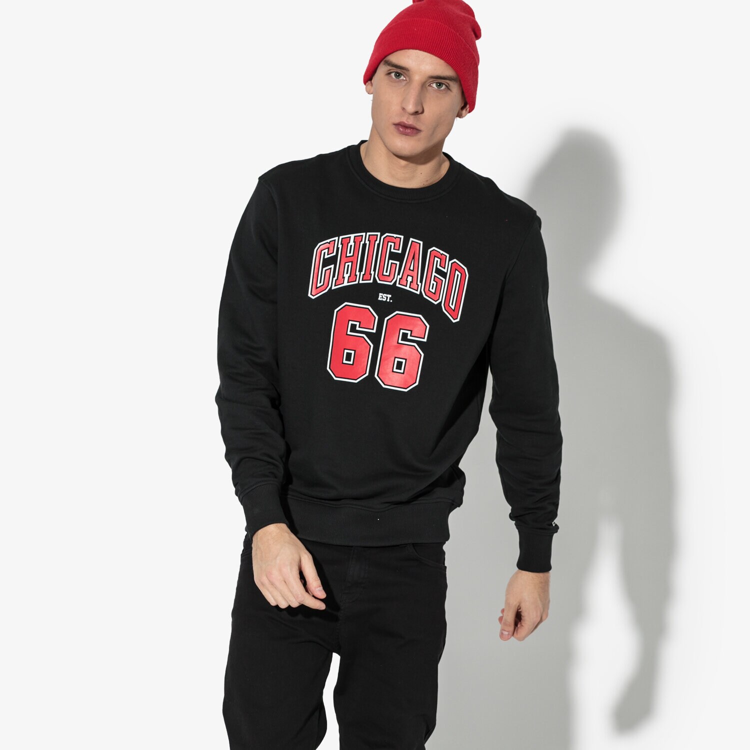 Herren T-Shirt NEW ERA T-SHIRT LS NBA ESTABLISHED CREW CHIBUL BLK 11605648 Schwarz