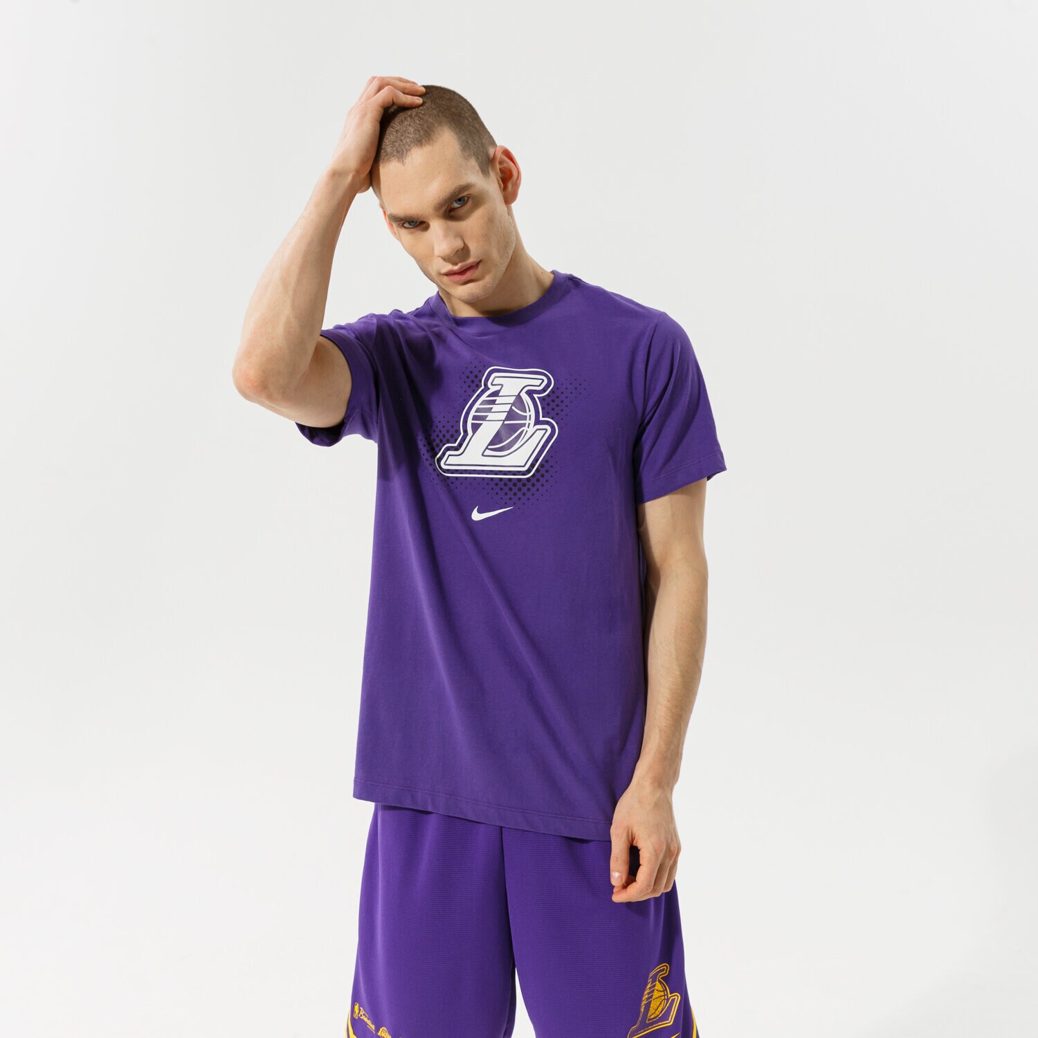 Herren T-Shirt NIKE T-SHIRT LAL M NK DF ES FTPK LGO SS TEE NBA DH7091-547 Violet