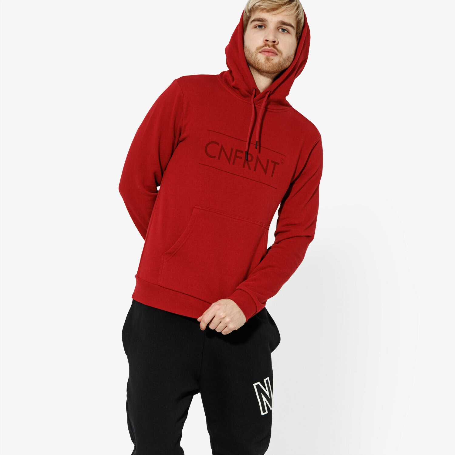 Herren CONFRONT SWEATSHIRT BIG LOGO HOODIE CF19BLM07001 Rot