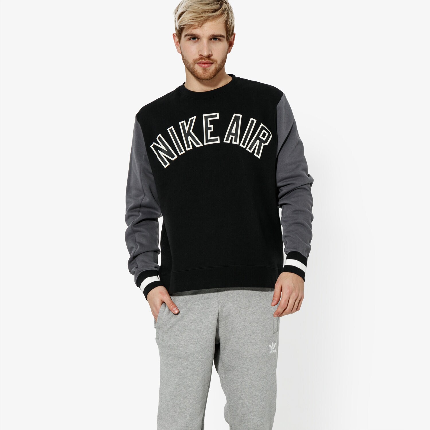 Herren NIKE SWEATSHIRT M NSW NIKE AIR CREW FLC SPORTSWEAR AR1822-010 Schwarz