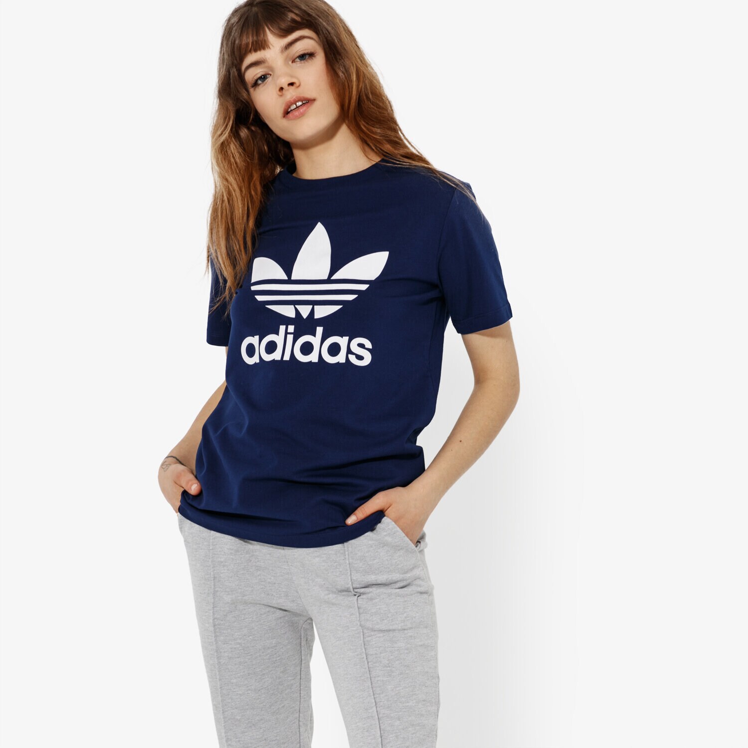Damen T-Shirt ADIDAS T-SHIRT SS TREFOIL TEE ADICOLOR DV2599 Dunkelblau