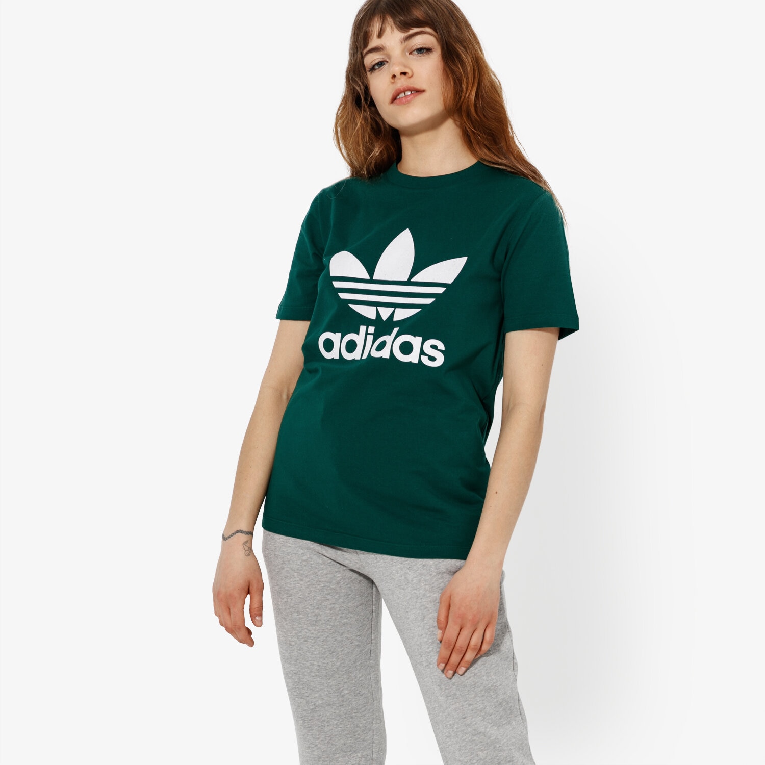 Damen T-Shirt ADIDAS T-SHIRT SS TREFOIL TEE ADICOLOR DV2597 Grün
