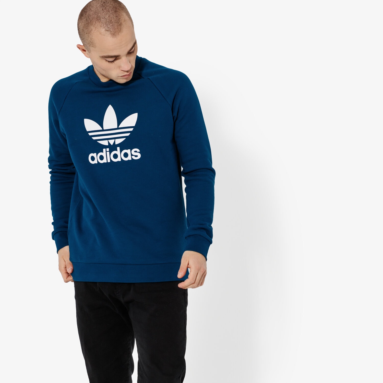 Herren ADIDAS SWEATSHIRT TREFOIL CREW ADICOLOR DV1545 Blau