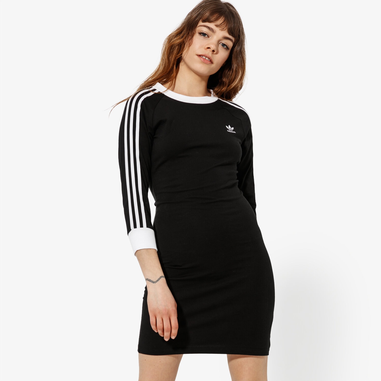 Damen Kleid ADIDAS KLEID 3 STRIPES TRAININGSANZUGS ADICOLOR DV2567 Schwarz