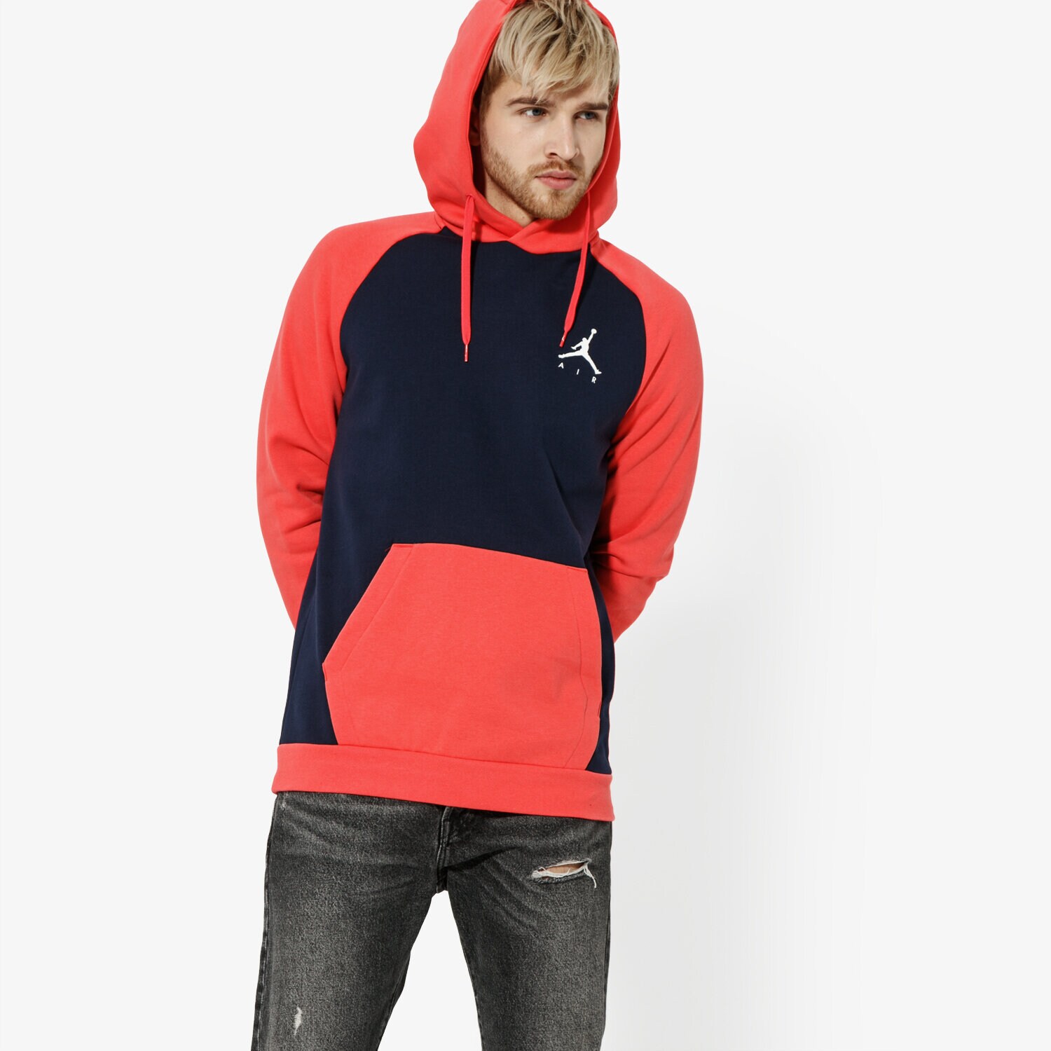 Herren JORDAN SWEATSHIRT JUMPMAN FLEECE PO JORDAN OFF CRT BBALL 940108-453 Rot