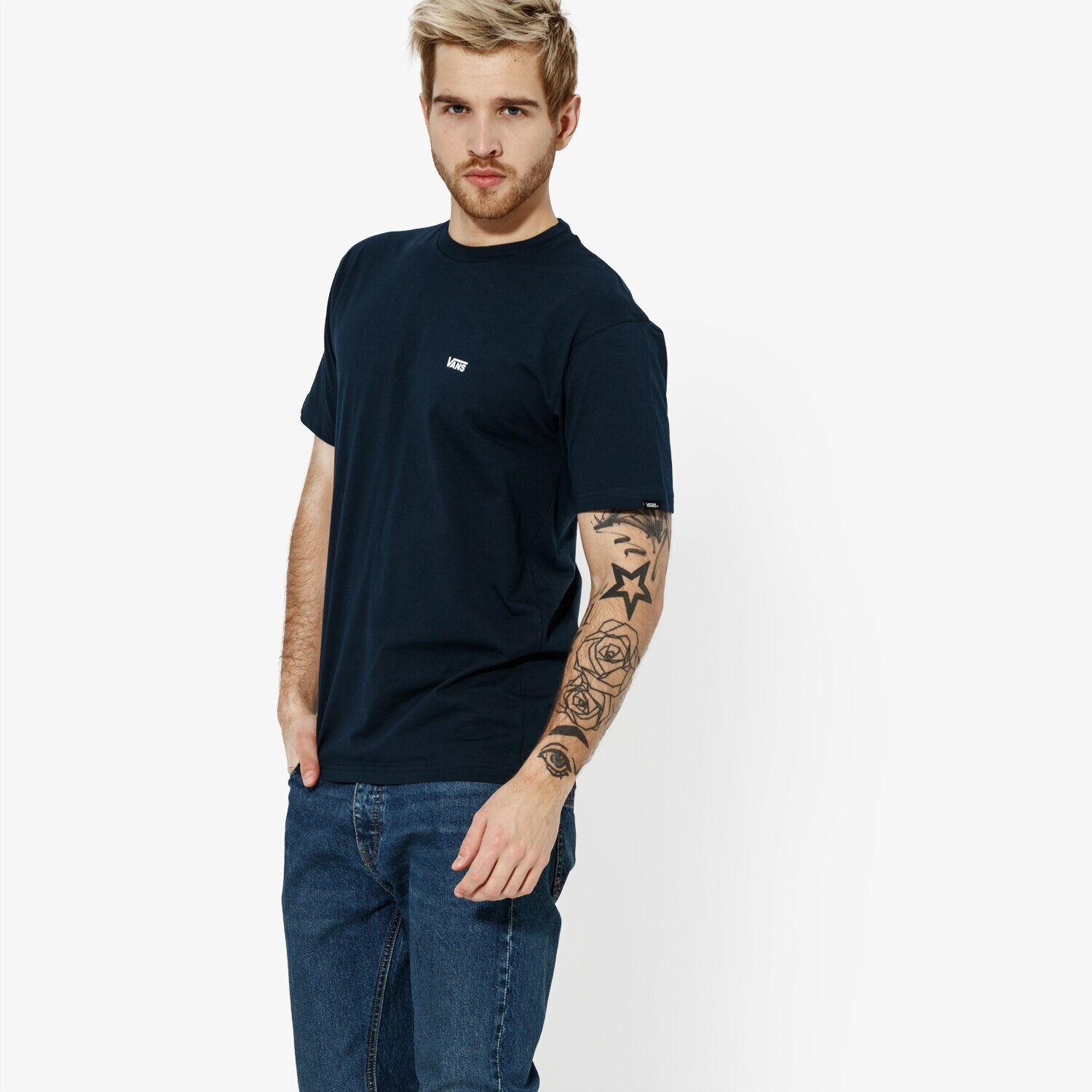 Herren T-Shirt VANS T-SHIRT SS MN LEFT CHEST LOGO TEE NVY VN0A3CZENAV1 Dunkelblau