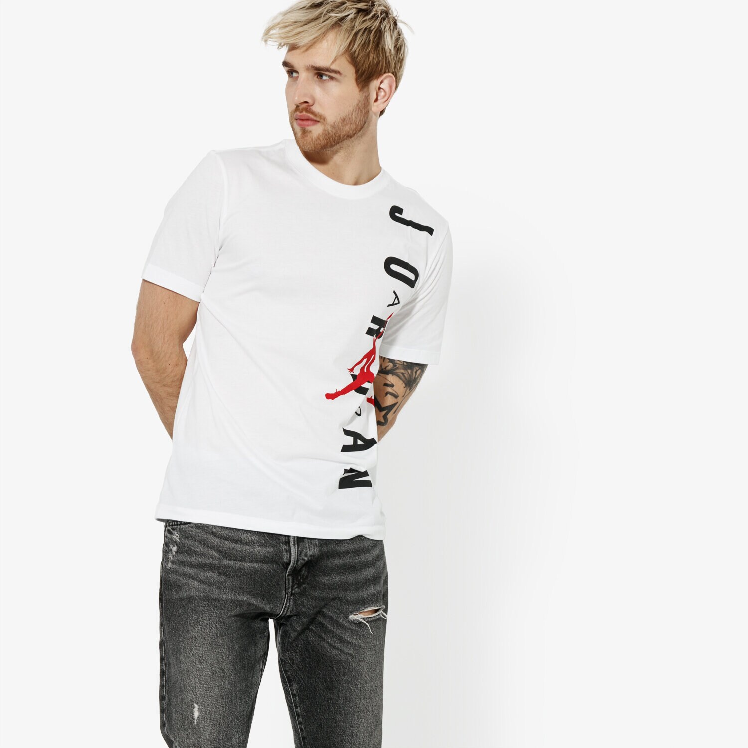 Herren T-Shirt JORDAN T-SHIRT SS M JSW TEE HBR VERTICAL JRDN BV0086-100 Weiß