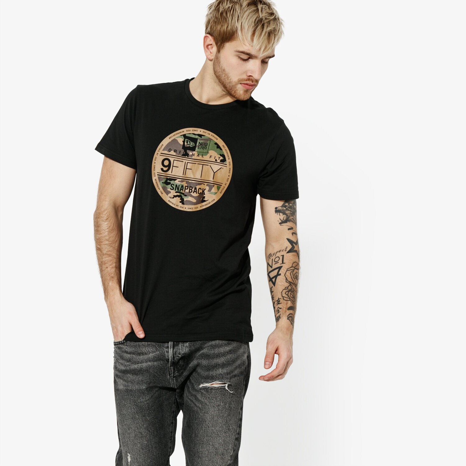 Herren T-Shirt NEW ERA T-SHIRT SS VISR STICKR TEE NEWERA BLKWDC 11914641 Schwarz